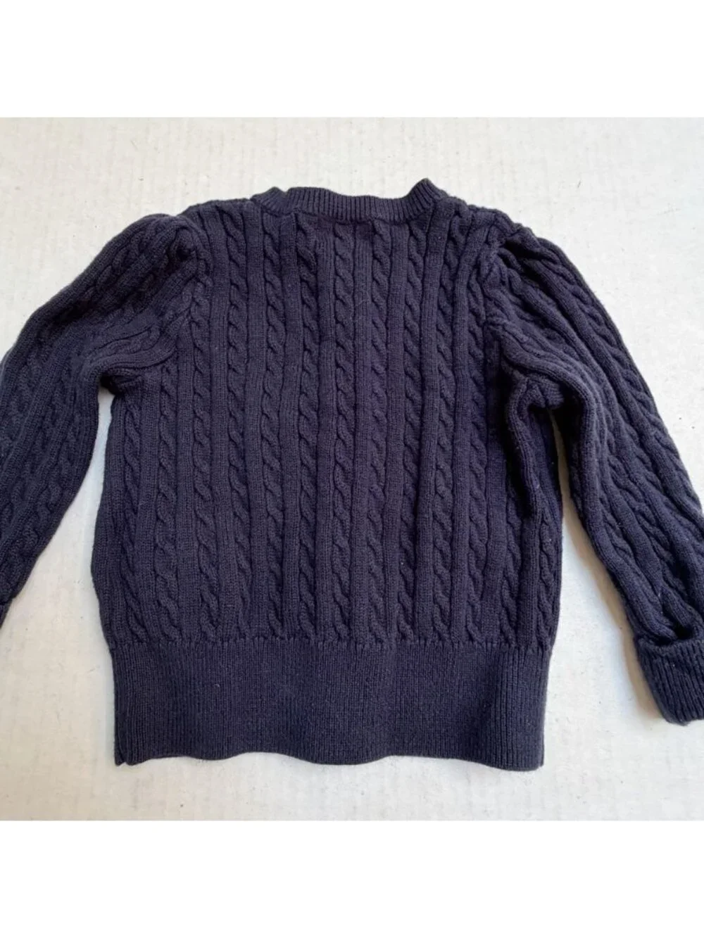 Ralph Lauren Mini Cableknit Pony Cotton Cardigan Toddler 12M Navy Blue Cuffed